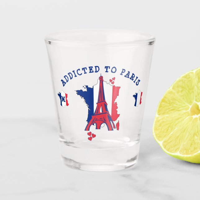 Modern ADDICTED TO PARIS Monogram Shot Glass (Front)