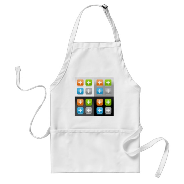 Modern Addition Math Symbol Shiny Glassy Icons Standard Apron (Front)