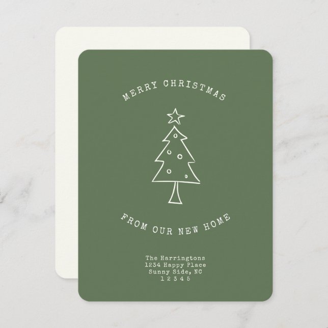 Modern Address Change Simple Christmas Tree Moving Announcement (Front/Back)