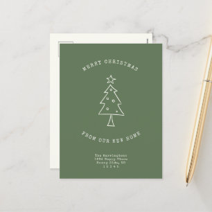 Modern Address Change Simple Christmas Tree Moving Holiday Postcard