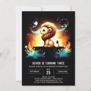 Modern Adorable Lion Birthday Invitation