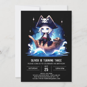 Modern Adorable Pirate Birthday Invitation