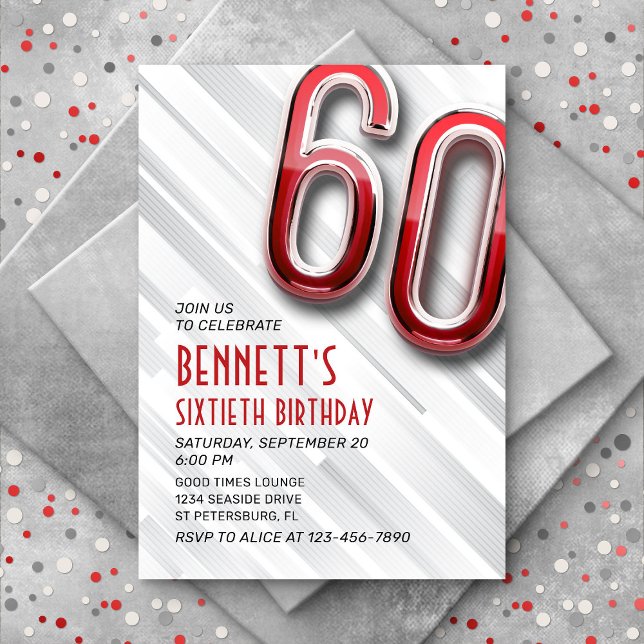 Modern Adult 60th Birthday Invitation (Creator Uploaded)