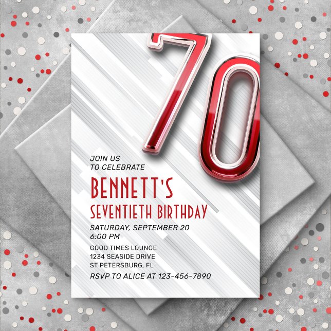 Modern Adult 70th Birthday Invitation (Creator Uploaded)