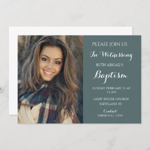 Modern Adult Baptism Custom Photo Invitation