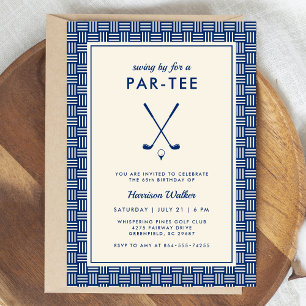 Modern Adult Golf Birthday Party Any Age Blue Invitation