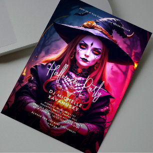 Modern Adult Halloween Party Gothic Witch Invitation