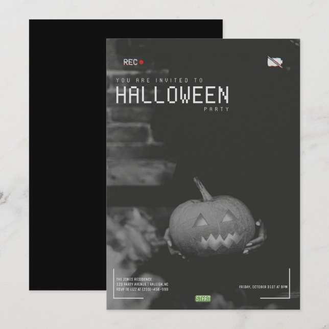 Modern Adult Halloween Party Invitation (Front/Back)
