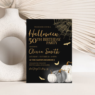 Modern Adult Pumpkin Halloween Birthday Party Invitation