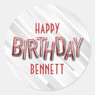 Modern Adult Red Birthday Classic Round Sticker