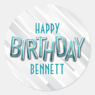 Modern Adult Teal Birthday Classic Round Sticker