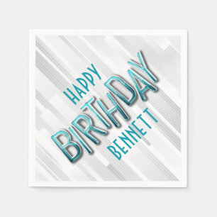 Modern Adult Teal Birthday Napkin