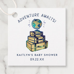 Modern Adventure Travel Globe Baby Shower Favour Tags