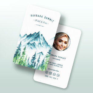 Modern Adventure Travel Mountain Pine Forest Business Card