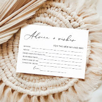 Modern Advice and Wishes Bridal Shower Game Card