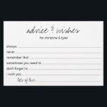Modern Advice and Wishes Paper Sheet<br><div class="desc">These simple, modern, handwritten script Advice & Wishes sheets are perfect to have shower, rehearsal dinner or wedding guests fill out for the happy couple. People will love having the prompts - they make it so easy to leave loving words of advice and well wishes. They will be treasured for...</div>