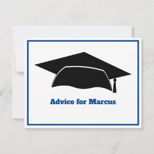 Modern Advice Wishes Party Blue Graduation Card