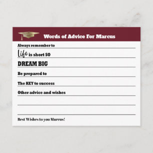 Modern Advice Wishes Party Gold Graduation Card