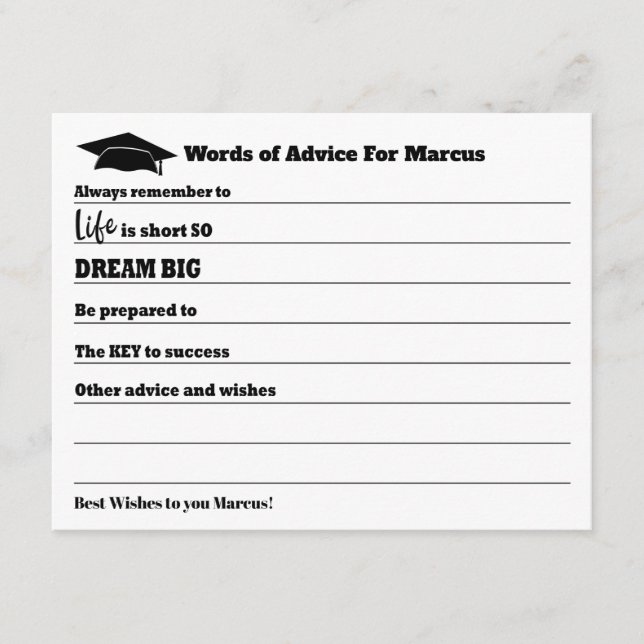 Modern Advice Wishes Party Graduation (Front)