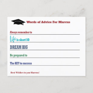 Modern Advice Wishes Party Graduation Postcard