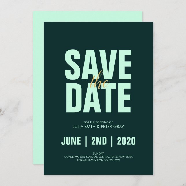 Modern Aero Blue Poster Style Save The Date Invitation (Front/Back)