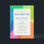 Modern Aesthetic Bat Mitzvah Colourful Geometric Invitation<br><div class="desc">This modern Bat Mitzvah invitation features bold geometric shapes and a bright, joyful colour palette that feels celebratory without being overly formal. The clean typography keeps the layout easy to read while the colourful border adds personality and energy. Ideal for families planning a contemporary Bat Mitzvah with a synagogue service...</div>