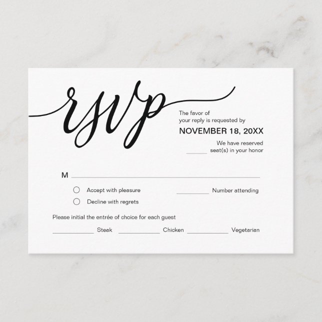 Modern Aesthetic, Birthday Party RSVP, Respond Enclosure Card (Front)
