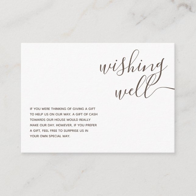 Modern Aesthetic Classic Gold Wishing Well Wedding Enclosure Card (Front)