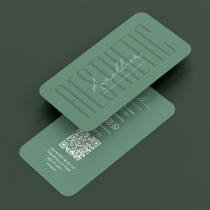 Modern Aesthetic Cosmetic Dusty Teal Beautician Business Card