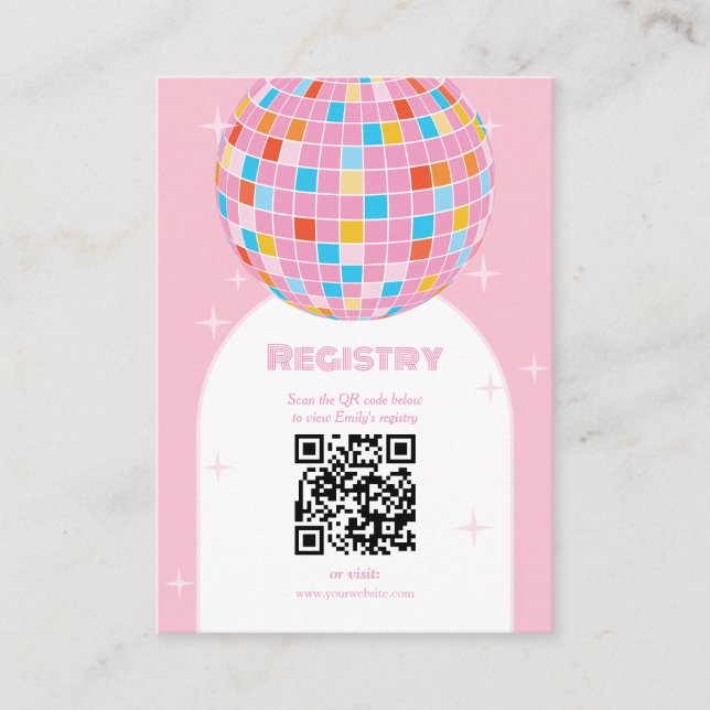 Modern Aesthetic Disco Glam Bridal Shower Registry Enclosure Card (Front)