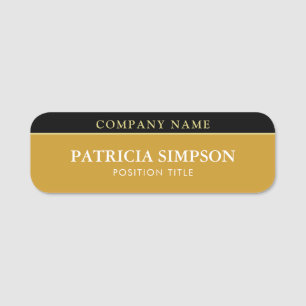 Modern Aesthetic & Elegant Mustard Yellow & Black Name Tag