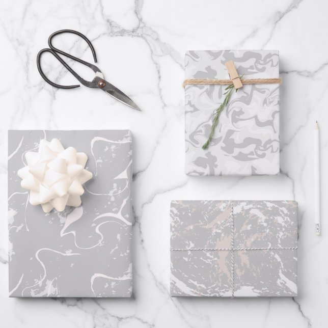 Modern Aesthetic Neutral Colour Marble Wrapping Paper Sheet (Front)