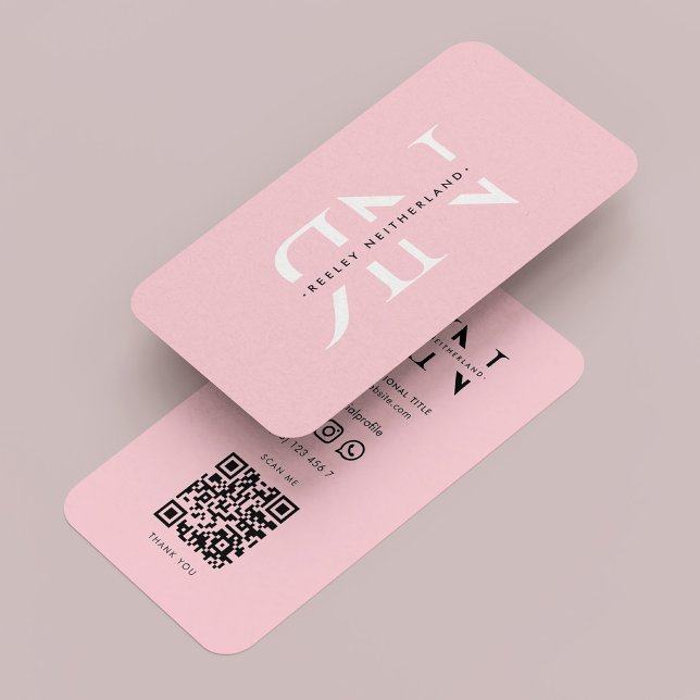 Modern Aesthetic Pastel Pink Monogram Initials Business Card (Modern Aesthetic Pastel Pink Monogram Initials Business Card
)