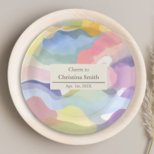 Modern Aesthetic Pastel Spring Retirement Party Paper Plate