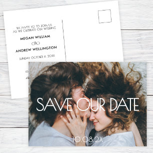 Modern Aesthetic photo wedding  Save The Date Postcard