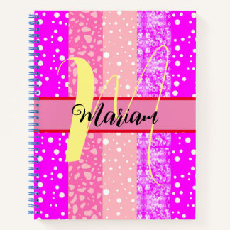 Modern Aesthetic Pink - Colourful Name Monogrammed Notebook