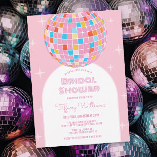 Modern Aesthetic Pink Disco Glam Bridal Shower Invitation