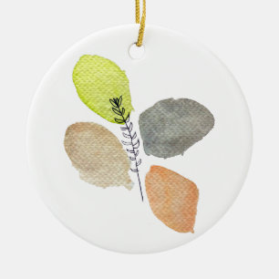 Modern Aesthetic watercolor leaf Ceramic Tree Decoration