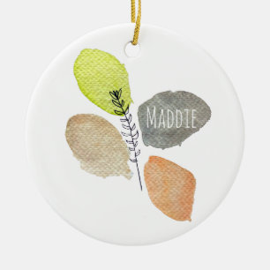 Modern Aesthetic watercolor leaf Ceramic Tree Decoration