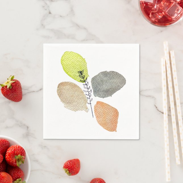 Modern Aesthetic watercolor leaf Napkin (Insitu)