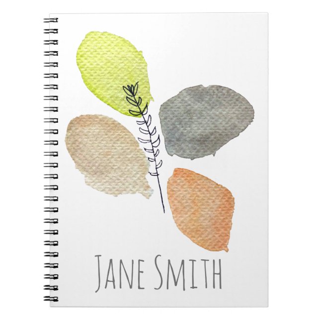 Modern Aesthetic watercolor leaf Notebook (Front)