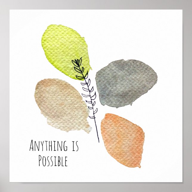 Modern Aesthetic watercolor leaf Poster (Front)