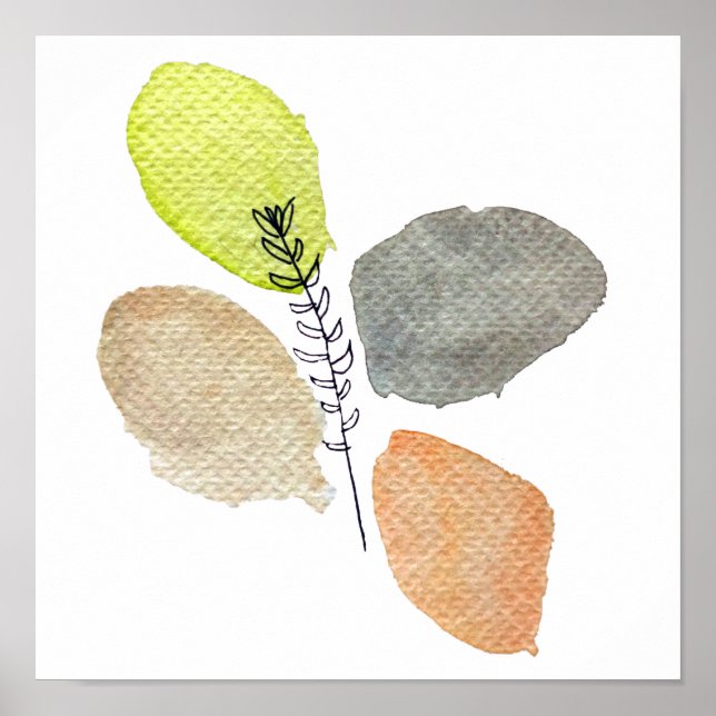 Modern Aesthetic watercolor leaf Poster (Front)