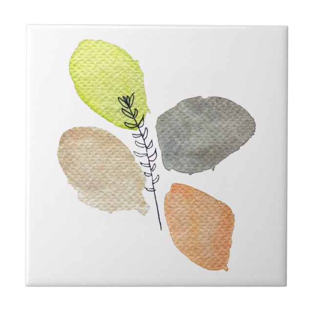 Modern Aesthetic watercolor leaf Tile (Front)