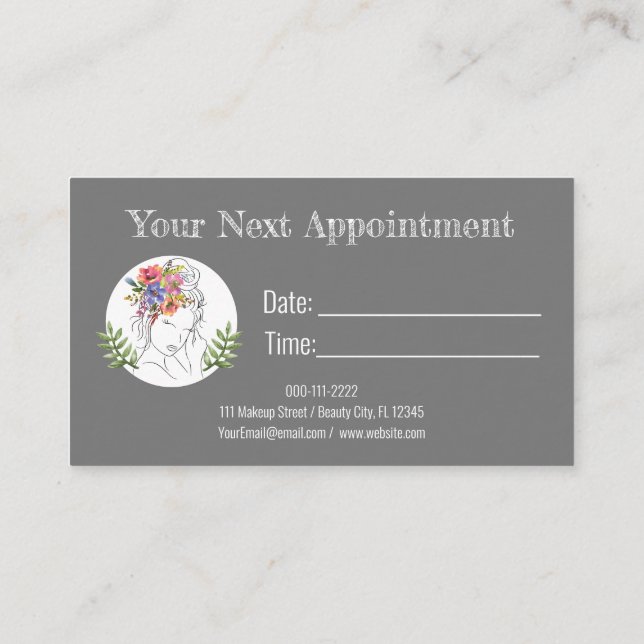 Modern Aesthetician Stylist Spa Elegant Chic Flora Appointment Card (Back)