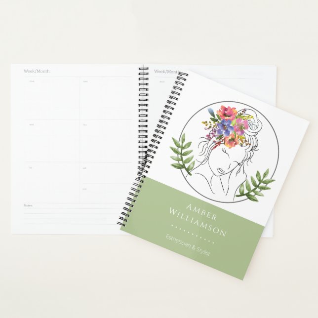 Modern Aesthetician Stylist Spa Elegant Chic Flora Planner (Display)