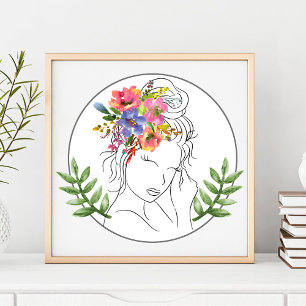Modern Aesthetician Stylist Spa Elegant Chic Flora Poster