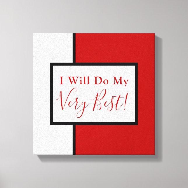 Modern Affirmation Quote Colour Block Red Black Canvas Print (Front)