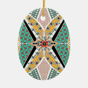 Modern Africa Centre Vibrant Pattern Ceramic Tree Decoration