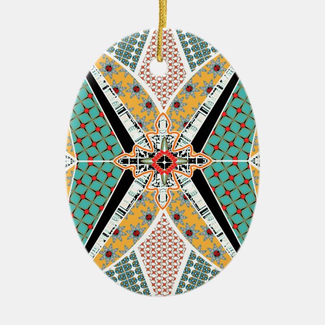 Modern Africa Centre Vibrant Pattern Ceramic Tree Decoration (Front)
